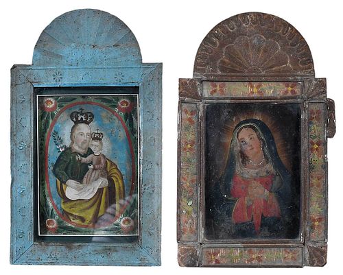 TWO SPANISH COLONIAL RETABLOS(Mexico,