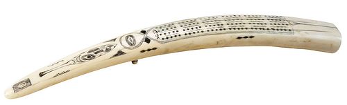 INUIT MARINE IVORY CRIBBAGE BOARDearly 375cae