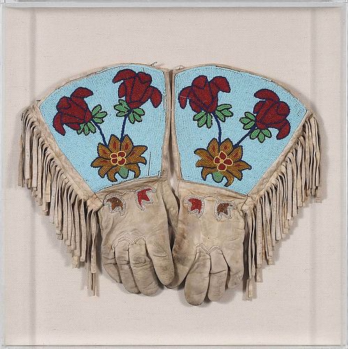 PLAINS MEN'S BEADED HIDE GAUNTLETSearly