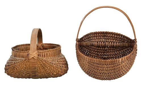 TWO EARLY AMERICAN BASKETStwo handmade 375ce2