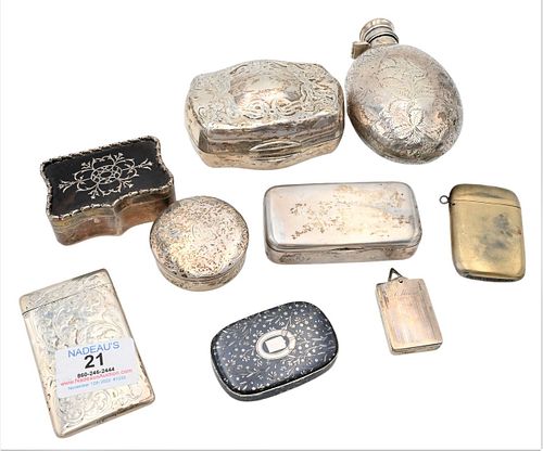 GROUP OF NINE SILVER BOXESGroup 375d0a