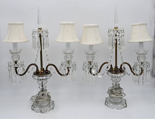 PAIR OF CRYSTAL CANDELABRA TABLE 375d3f