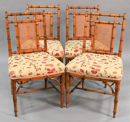 SET OF FOUR FAUX BAMBOO SIDE CHAIRSSet