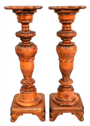 PAIR OF CARVED WOOD PEDESTALSPair 375e26