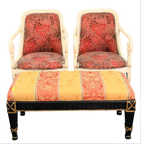THREE PIECE FRENCH PAINTED FURNITUREThree 375e5d