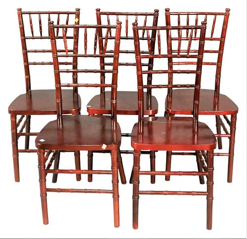 SET OF FIVE FAUX BAMBOO SIDE CHAIRSSet 375ec0