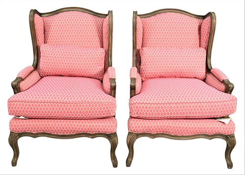 A PAIR OF FRENCH STYLE WING CHAIRSA 375ed3