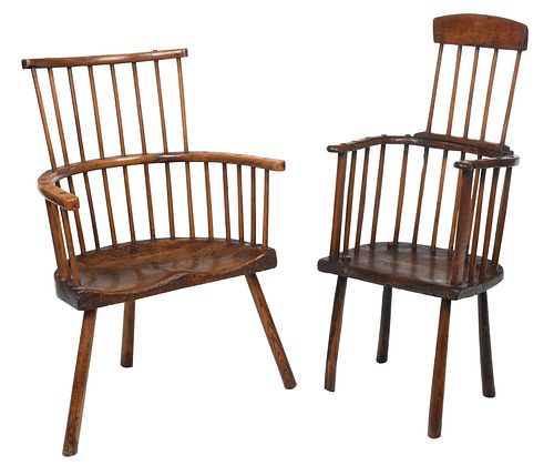 TWO EARLY BRITISH WINDSOR ARMCHAIRS18th