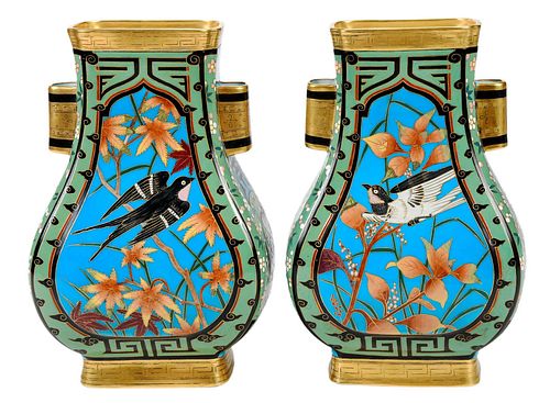 FINE PAIR MINTON AESTHETIC VASES  375f5a