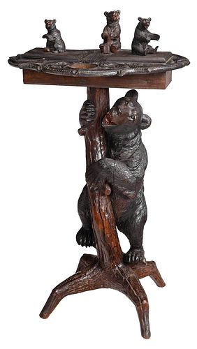 BLACK FOREST CARVED WALNUT BEAR