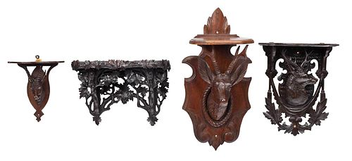 FOUR CARVED BLACK FOREST WALL SHELF