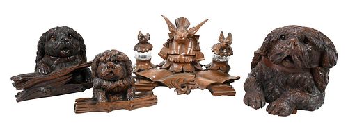 GROUP OF FOUR BLACK FOREST CARVED