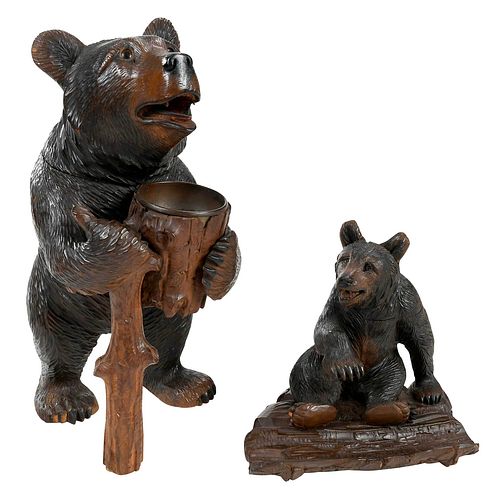 BLACK FOREST CARVED BEAR INKWELL 375f8c