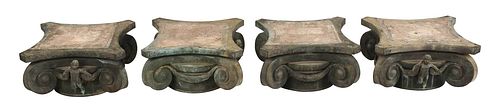 SET OF FOUR PATINATED BRONZE ARCHITECTURAL 375fa5