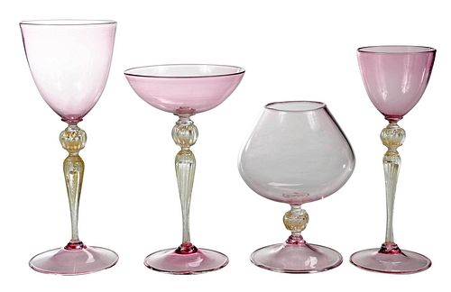 61 PIECE VENETIAN GLASS STEMWARE