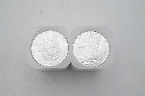 TWO ROLLS OF 20 2004 1OZ SILVER 37600e