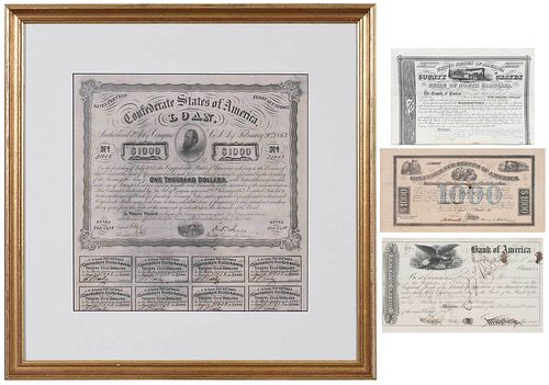 GROUP OF FOUR STOCK AND BOND CERTIFICATES1863