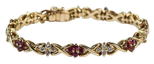 14KT RUBY AND DIAMOND BRACELET X  3760b1