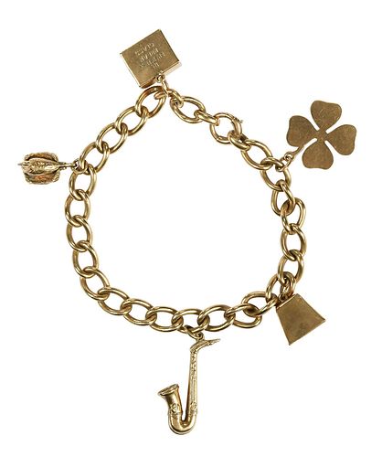 TIFFANY CO 14KT CHARM BRACELETfour 3760c0