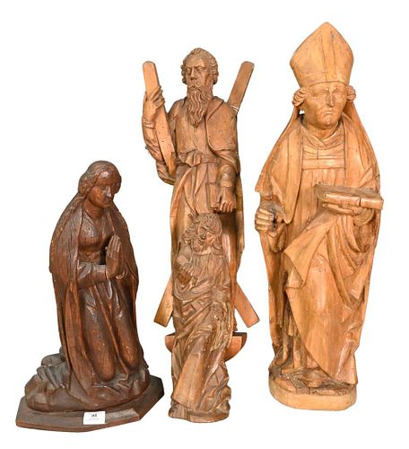 GROUP OF FOUR CARVED WOOD RELIGIOUS 3760d3