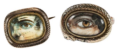 GOLD LOVER'S EYE RING AND BROOCHring,