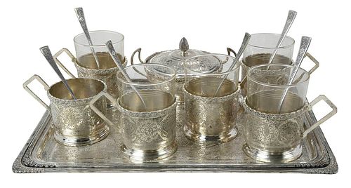 IRANIAN SILVER COFFEE SERVICE20th century,