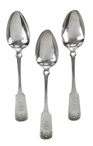 THREE MARQUAND COIN SILVER SPOONS  376179
