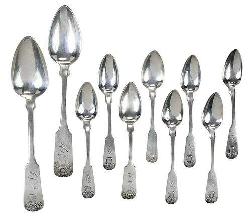 TEN MARQUAND COIN SILVER SPOONS  376180