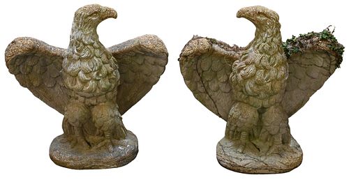 PAIR OF OUTDOOR STONE EAGLESPair 3761a0