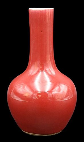 CHINESE PORCELAIN RED GLAZED BOTTLE