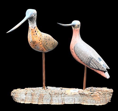 PAIR OF CARVED AND PAINTED WOOD