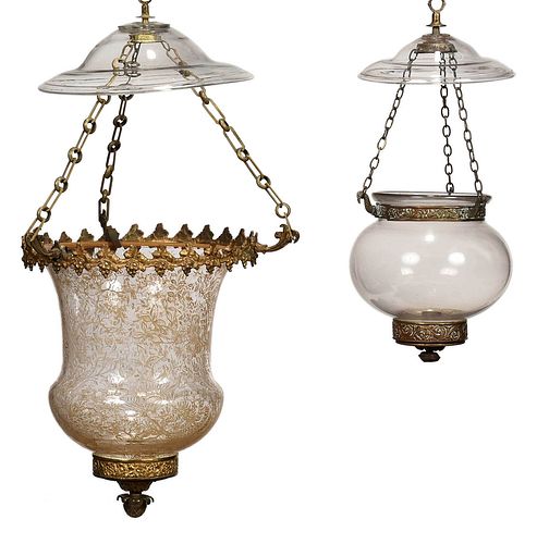 TWO NEOCLASSICAL BLOWN GLASS HANGING 3762b6