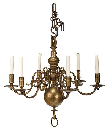 DUTCH BAROQUE STYLE BRASS SIX LIGHT 3762c5