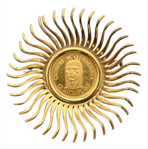 18 KARAT GOLD SUNBURST BROOCH18 3762cc