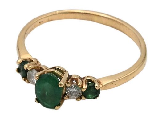 14 KARAT YELLOW GOLD EMERALD AND 3762e5