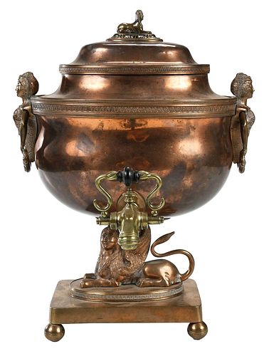 BRASS AND COPPER LIDDED HOT WATER 3762f7