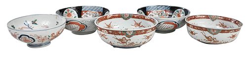 FIVE IMARI PORCELAIN BOWLSChinese Japanese  37630d