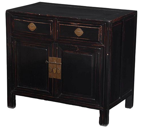 CHINESE BLACK LACQUERED AND BRASS 37630e