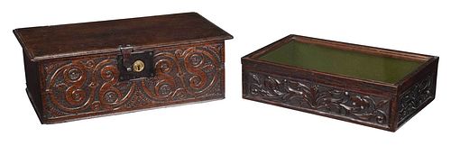 TWO BRITISH CARVED BIBLE BOXES18th 37631d