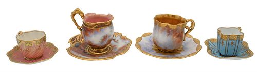 FOUR COALPORT DEMITASSE CUPS AND