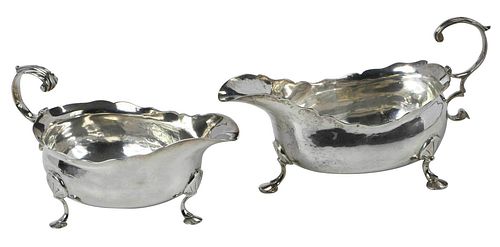 TWO GEORGE III ENGLISH SILVER CREAMERSNewcastle  37636b