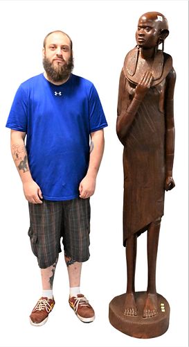 LIFE SIZE EAST AFRICAN WOOD CARVING 37637b