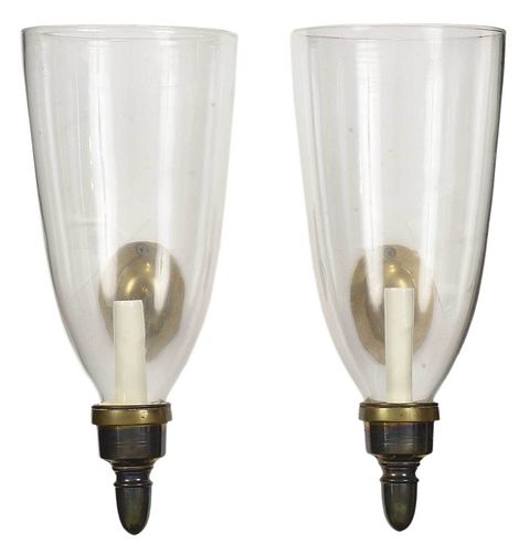 PAIR OF ENGLISH GLASS AND BRASS 37637c