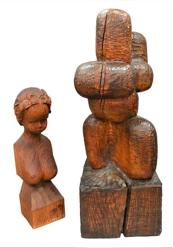 TWO PIECE MARK FENWICK CARVED WOODEN 37637d