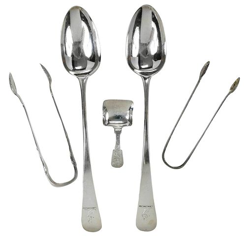 FIVE PIECES ENGLISH SILVER FLATWARElate 376381