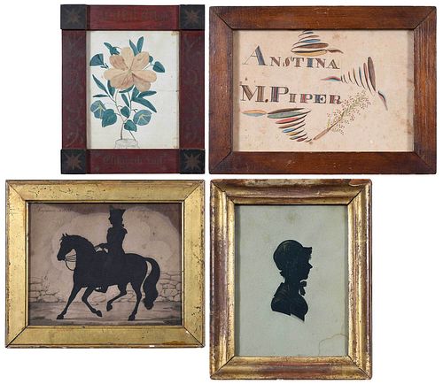 GROUP OF FOUR EARLY AMERICAN FRAMED 3763af