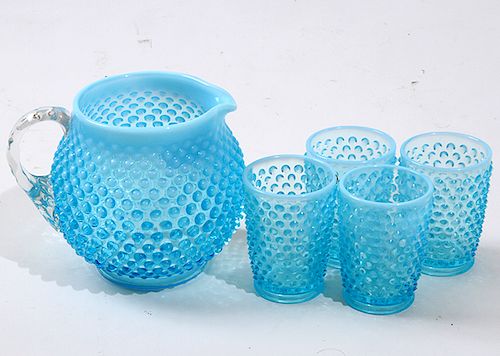 FENTON OPALESCENCE HOBNAIL JUICE SETA