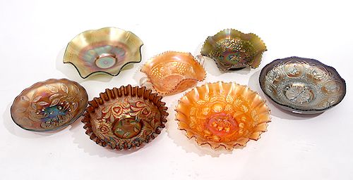 CARNIVAL GLASS LOTA mixed, seven