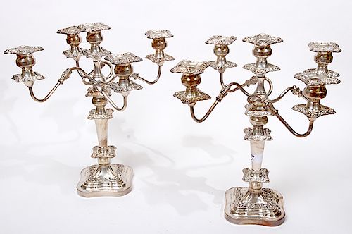 SILVER-PLATE CANDELABRAA pair of