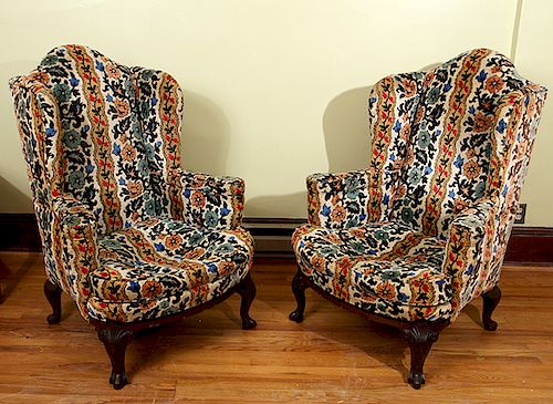 WING BACKED CHAIRSA pair   373cdb